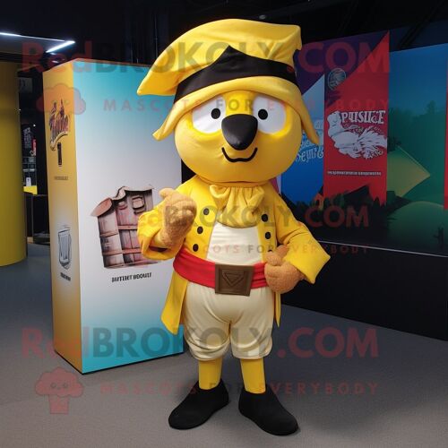 Personnage De Costume De Mascotte Redbrokoly De Pirate Jaune Citron Habillé D'un T-Shirt À Col En V Et De Cravates
