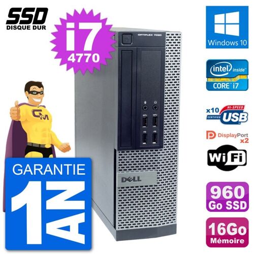 PC Dell OptiPlex 7020 SFF Intel i7-4770 RAM 16Go SSD 960Go Windows 10 Wifi