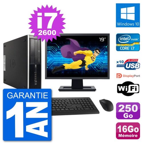 PC HP Compaq 6200 Pro SFF Ecran 19" i7-2600 RAM 16Go 250Go Windows 10 Wifi