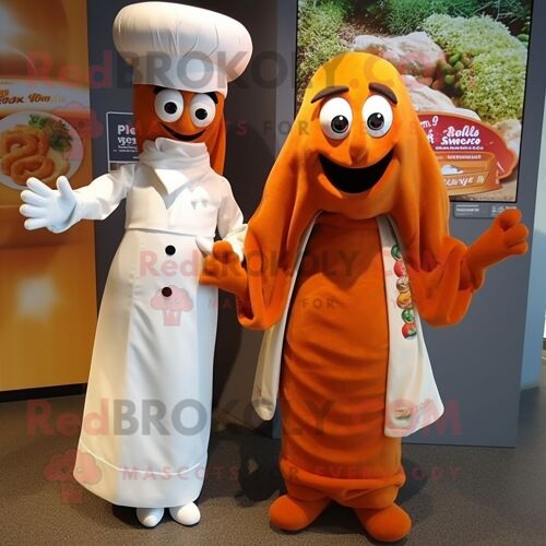 Personnage De Costume De Mascotte Redbrokoly Rust Currywurst Habillé D'une Robe De Mariée Et De Broches