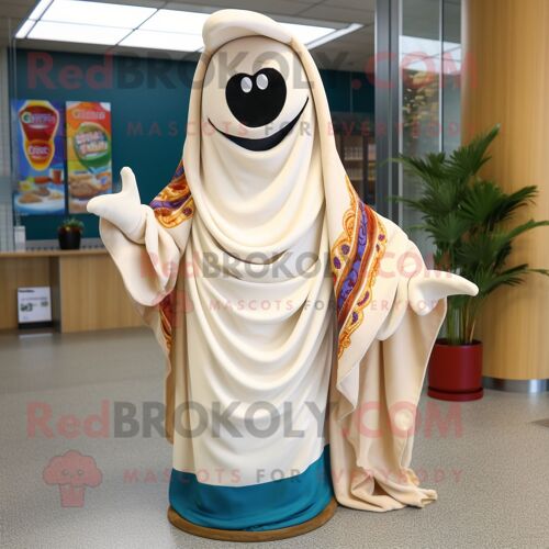 Personnage De Costume De Mascotte Redbrokoly Fajitas Crème Habillé D'un Cover-Up Et D'écharpes