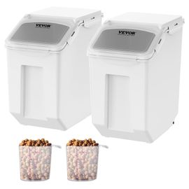 Lot De 2 Boîtes De Rangement Anti-Mites - 15 L X 2 - En Polypropylène - Avec Couvercle Et Roulettes - Pour Riz, Farine, Sucre, Légumineuses, Noix, Aliments Pour Animaux De Compagnie