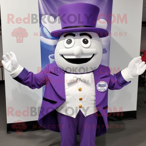 Personnage De Costume De Mascotte Redbrokoly Lavender Ring Master Habillé D'une Chemise En Popeline Et De Clips D'écharpe