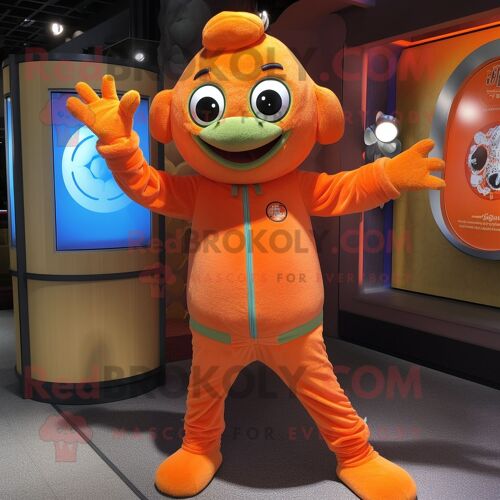 Personnage De Costume De Mascotte Redbrokoly Orange Plate Spinner Habillé Avec Une Barboteuse Et Des Enveloppements