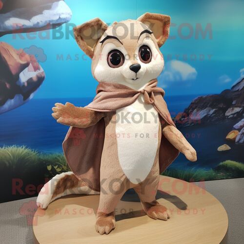 Personnage De Costume De Mascotte Redbrokoly D'écureuil Volant Brun Vêtu D'un Maillot De Bain Et D'épingles À Châle
