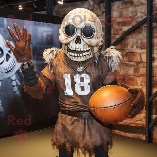 Personnage De Costume De Mascotte Redbrokoly Rust Undead Habillé D'une Chemise De Rugby Et De Boucles D'oreilles