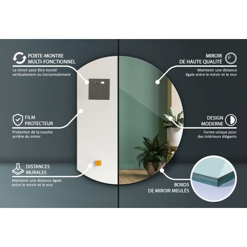 Tulup Miroir Asymétrique décoratif Mural 70 x 80 cm Design original Miroir de maquillage de maquilleur de rasage Entrée Séjour Bureau Salle de bain Couloir Miroir scandinave miroir moderne