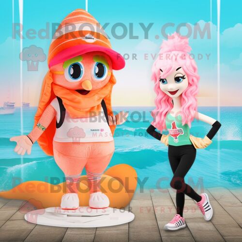 Personnage De Costume De Mascotte Redbrokoly De Sirène De Pêche Vêtu D'un Bikini Et De Bonnets
