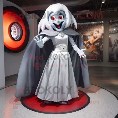 Personnage De Costume De Mascotte Redbrokoly De Vampire Argenté Habillé D'une Jupe Circulaire Et De Casquettes