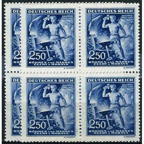 Tchécoslovaquie, Occupation Allemande, Bohème Moravie (Böhmen Und Mahren), 1943, Très Beau Bloc Neuf** Luxe 4 Timbres Yvert 109, 130ème Anniversaire De La Naissance De Richard Wagner, Opéra Siegfried.
