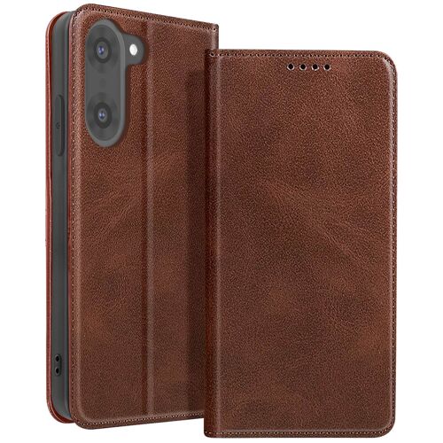 Étui Folio pour OnePlus Nord CE5 Design Vintage avec Fonction Support Vidéo Marron foncé