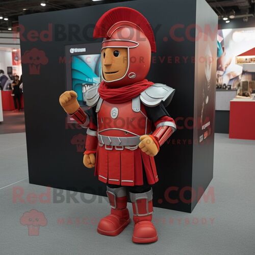Personnage De Costume De Mascotte Redbrokoly De Soldat Romain Rouge Habillé D'un Pantalon De Costume Et De Porte-Clés