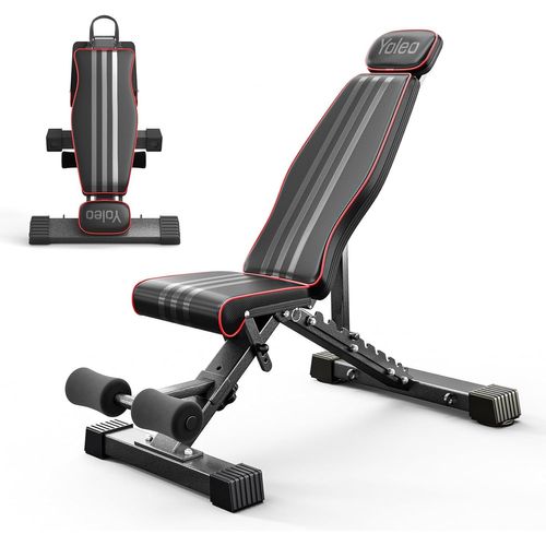 Asfasfq-Banc De Musculation Pliable Multifonction 300 Kg Avec Dossier Et Appui-Tête Élargis, Banc D'entraînement Abdominal Avec Dossier Réglable En 10 Positions (Noir)