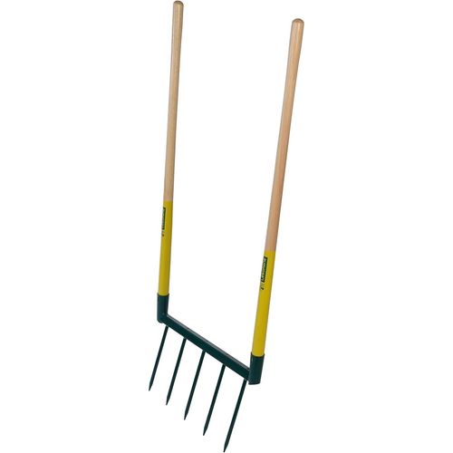 ASFASFq-LEBORGNE - Biogrif NaturOvert, Grelinette Non Assemblée, 5 Dents Interchangeables - Boîte Carton - Double Manche Long en Bois PEFC 100% - Outillage de Jardinage - Fabrication Française