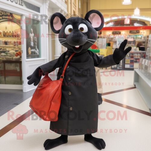 Personnage De Costume De Mascotte Redbrokoly De Ratatouille Noire Habillé D'une Chemise De Ville Et De Sacs Fourre-Tout
