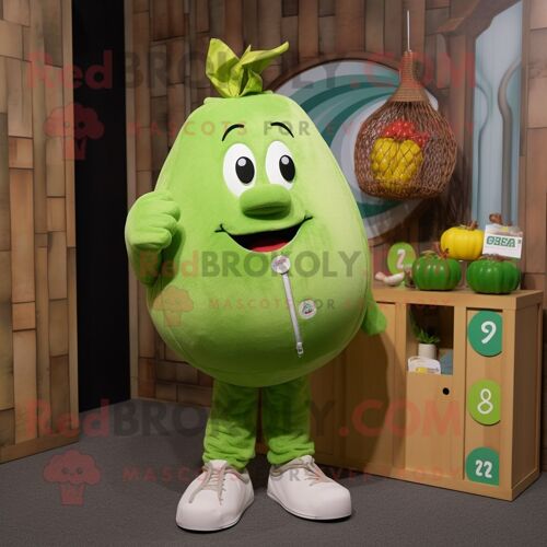 Personnage De Costume De Mascotte Redbrokoly De Prune Vert Citron Vêtu D'un Pantalon En Velours Côtelé Et De Porte-Clés