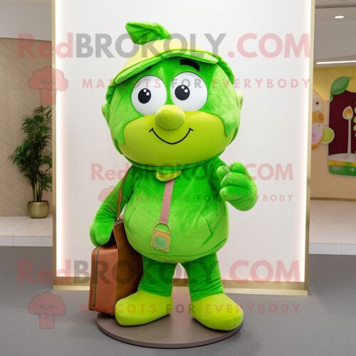 Personnage De Costume De Mascotte Redbrokoly De Prune Vert Citron Vêtu D'un Pantalon En Velours Côtelé Et De Porte-Clés