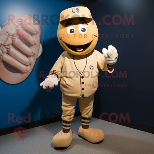 Personnage De Costume De Mascotte Redbrokoly De Gant De Baseball Beige Vêtu D'un Body Et De Boutons De Manchette