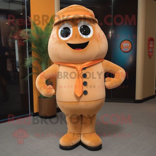 Costume De Mascotte Redbrokoly De Personnage Orange Bronzé Habillé D'un Jegging Et D'une Cravate