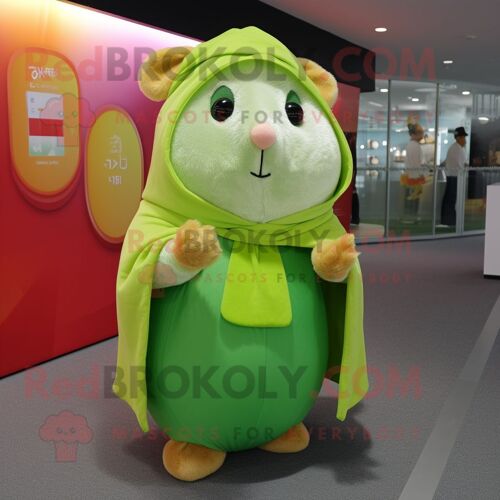 Personnage De Costume De Mascotte Redbrokoly De Hamster Vert Citron Vêtu D'un Pantacourt Et De Châles