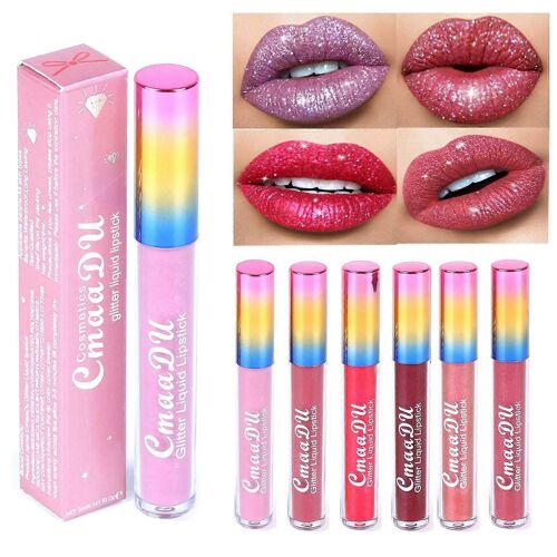 Imperméable À L'eau Paillettes Métallisé Liquide Rouge À Lèvres Mat Brillant À Lèvres Maquillage Longue Durée *1*1 