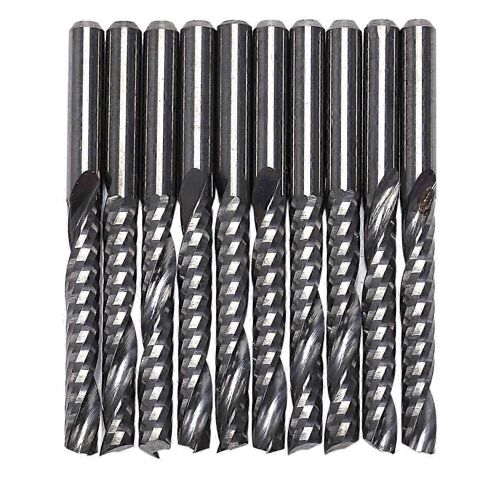 10PCS Mèches de routeur CNC 3.175 x 22mm Flûte unique Spirale Carbure CNC Fraise Fraise JN