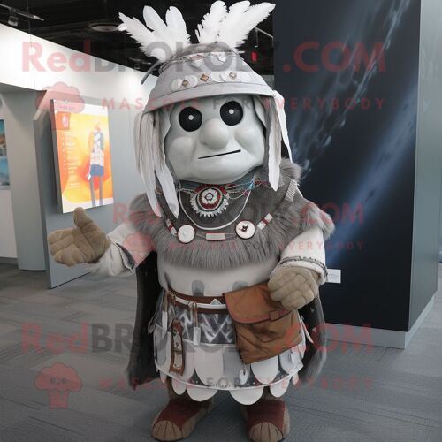 Personnage De Costume De Mascotte Redbrokoly Silver Chief Habillé D'un Pull Et De Sacs Messenger