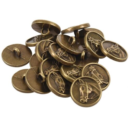 Housweety 20pcs Alliage De Zinc Boutons Tête De Cheval Sculpté Rond Bronze Ton 15mm (5/8 )Dia. Jn