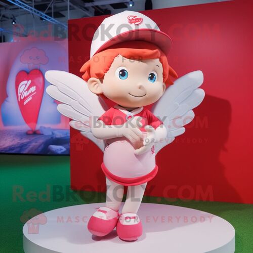Cupidon Personnage De Costume De Mascotte Redbrokoly Habillé Avec Un T-Shirt Et Des Casquettes
