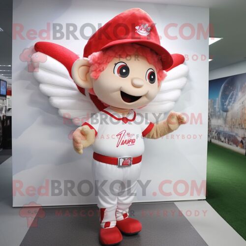 Cupidon Personnage De Costume De Mascotte Redbrokoly Habillé Avec Un T-Shirt Et Des Casquettes