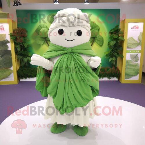 Personnage De Costume De Mascotte Redbrokoly Feuille De Chou Habillé Avec Une Chemise En Popeline Et Des Châles