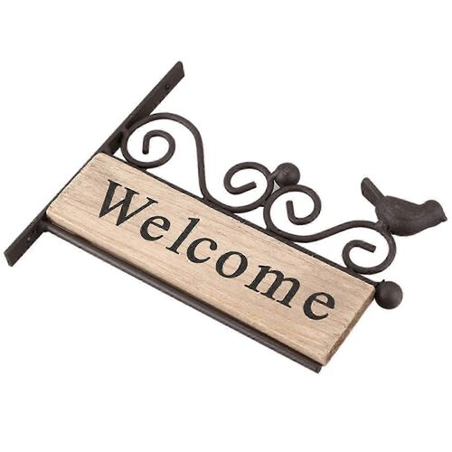 Retro Vintage Metal Plaque Wood Bird Welcome Door Sign for Bar Cafe Shop Store Wall Mounting Sign js
