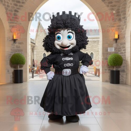 Personnage De Costume De Mascotte Redbrokoly De Château Irlandais Noir Habillé D'une Culotte Et De Bandeaux