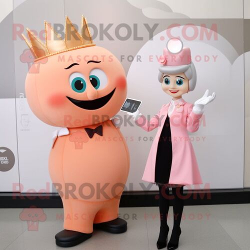 Personnage De Costume De Mascotte Redbrokoly Peach Queen Habillé D'une Veste De Costume Et De Montres Intelligentes