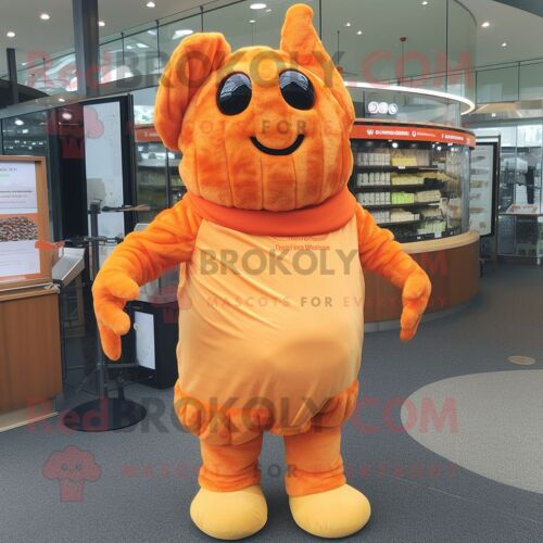 Personnage De Costume De Mascotte Redbrokoly Orange Beef Wellington Vêtu D'une Combinaison Et De Mitaines