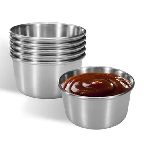 6pcs 2 Oz En Acier Inoxydable Trempette Tasse À Sauce, Mini Bols À Trempette, Tasses À Condiments En Métal Réutilisables Ramequins Js