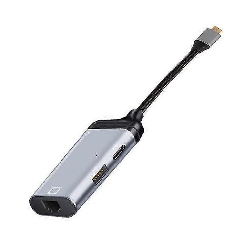 3 en 1 Type-C vers Gigabit Ethernet Rj45 Lan Charge USB C Convertisseur de Port de Données Adaptateur pour TV PC js