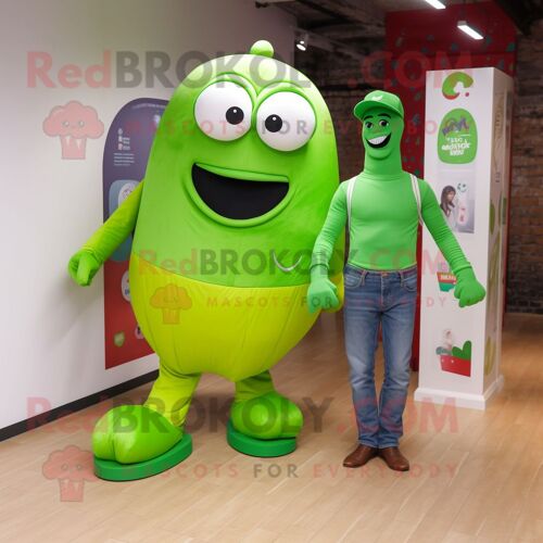 Personnage De Costume De Mascotte Redbrokoly De Drapeau Irlandais Vert Citron Vêtu D'un Jean Et De Cravates Boyfriend