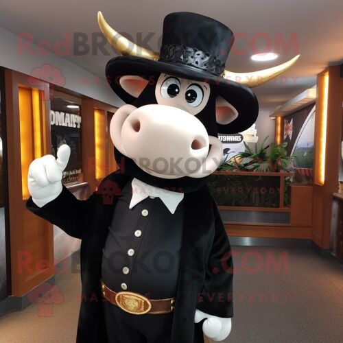 Personnage De Costume De Mascotte Redbrokoly De Vache Noire Hereford Habillé D'un Blazer Et De Châles