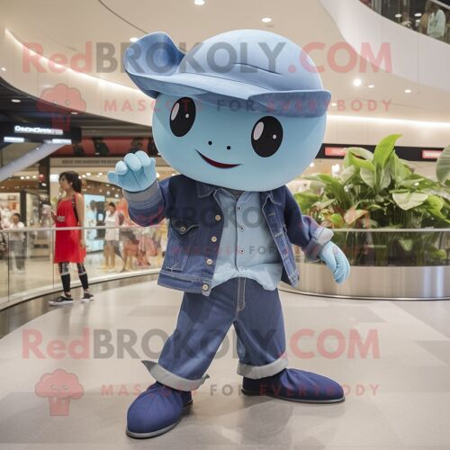 Personnage De Costume De Mascotte Redbrokoly Manta Ray Habillé Avec Un Jean Bootcut Et Des Bérets