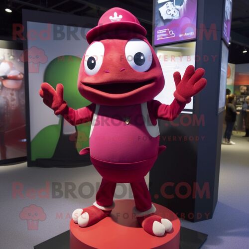 Personnage De Costume De Mascotte Redbrokoly De Grenouille Marron Habillé D'une Mini Jupe Et De Bonnets