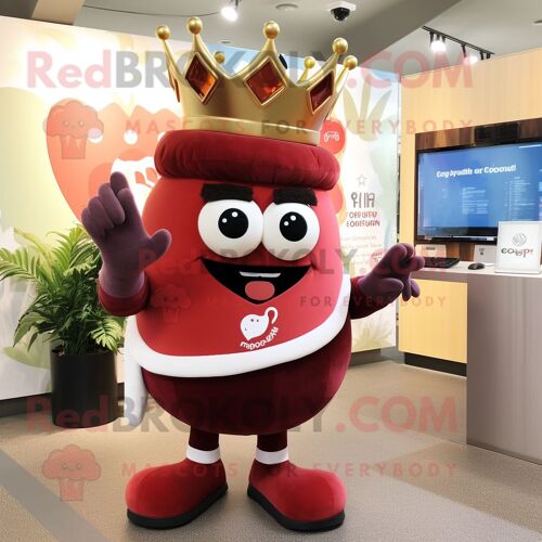 Personnage De Costume De Mascotte Redbrokoly Maroon Queen Habillé D'un Pantalon Capri Et De Sacs Messenger