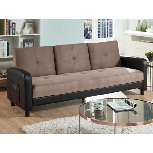 Canapé 3 Places Convertible En Microfibre Et Simili Dailly (Bicolore Beige Et Noir)