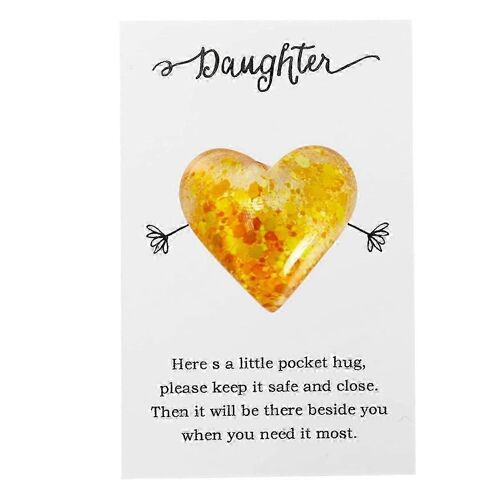 Cadeaux De Fête Des Pères De La Fille Verre Jaune Coeur Poche Câlin Jeton Carte-Cadeau, Souvenir Commémoratif G Jn