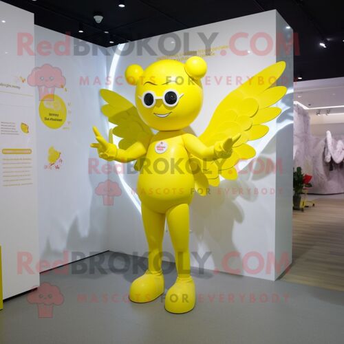 Personnage De Costume De Mascotte Redbrokoly De Cupidon Jaune Habillé D'un Maillot De Bain Et De Bandeaux