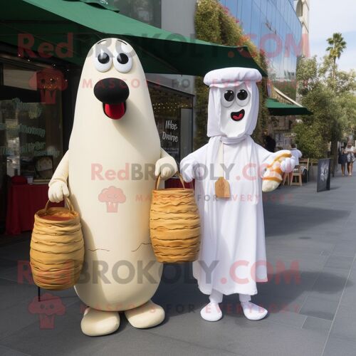Personnage De Costume De Mascotte Redbrokoly Olive Hot Dogs Habillé D'une Robe De Mariée Et De Sacs À Main