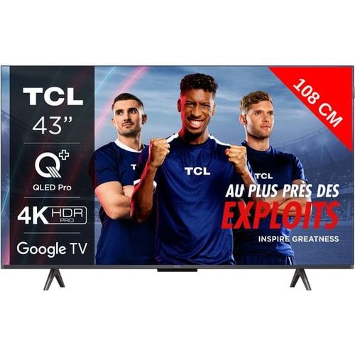 TCL 43T7B - 43" T7B Series TV LCD rétro-éclairée par LED - QLED Pro - Smart TV - Google TV - 4K UHD (2160p) 3840 x 2160 - HDR - Quantum Dot Pro - titane métallique brossé
