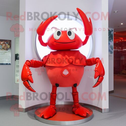 Personnage De Costume De Mascotte Redbrokoly De Crabe Rouge Habillé D'une Mini Jupe Et D'anneaux