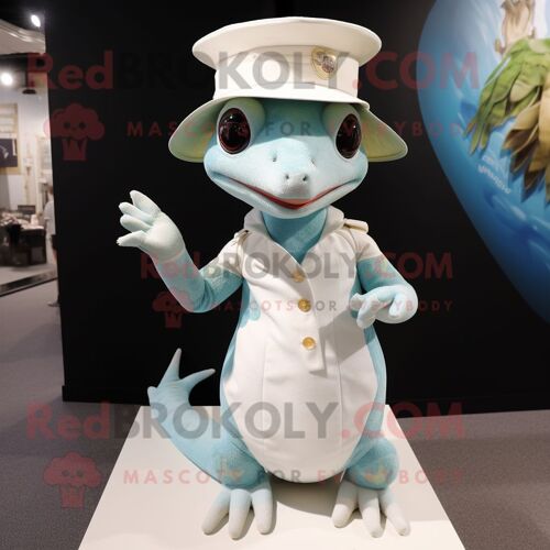 Personnage De Costume De Mascotte Redbrokoly De Geckos Blancs Habillé D'une Jupe Et D'épingles À Chapeau