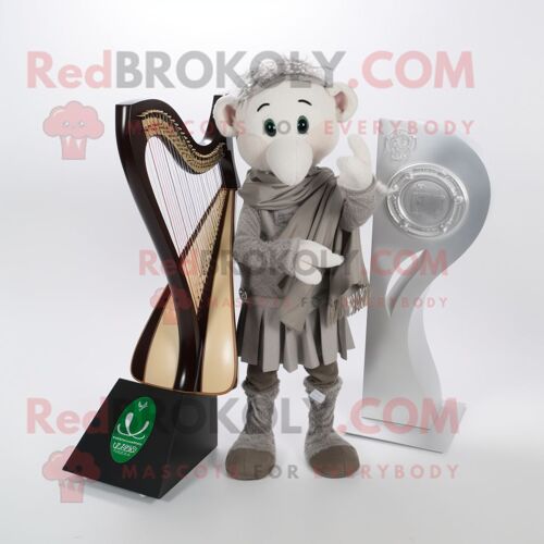 Mascotte Redbrokoly De Harpe Celtique Argentée Habillée D'un Polo Et De Portefeuilles
